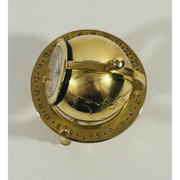 Bulova Miniature Clock Planetarium Spinning Globe Brass 3” Works Quartz B0573 - Picture 6 of 11